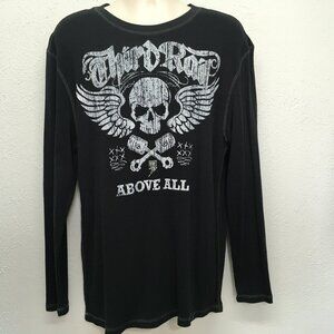 Third 3rd Rail Thermal Shirt Mens XL Black Skull Long Sleeve Waffle Streetwear